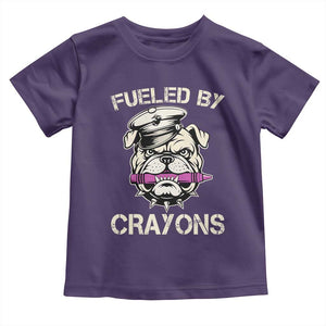 Fueled by Crayons Bulldog Toddler T Shirt Funny Military Crayon Eater Gift for Veterans TS02 Purple Print Your Wear