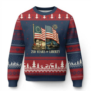 250 Years of Liberty Ugly Christmas Sweater US 250th Anniversary Semiquincentennial 2026 Patriotic TS02 Navy Red Print Your Wear