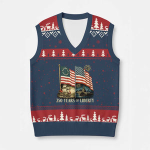 250 Years of Liberty V-Neck Knit Sweater Vest US 250th Anniversary Semiquincentennial 2026 Patriotic TS02 Navy Red Print Your Wear