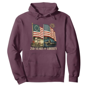 250 Years of Liberty Hoodie US 250th Anniversary Semiquincentennial 2026 Patriotic TS02 Maroon Print Your Wear
