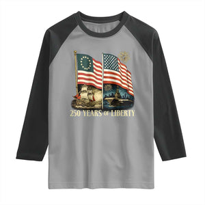 250 Years of Liberty Raglan Shirt US 250th Anniversary Semiquincentennial 2026 Patriotic TS02 Sport Gray Black Print Your Wear