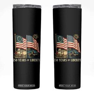 250 Years of Liberty Skinny Tumbler US 250th Anniversary Semiquincentennial 2026 Patriotic TS02 Black Print Your Wear