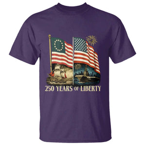 250 Years of Liberty T Shirt US 250th Anniversary Semiquincentennial 2026 Patriotic TS02 Purple Print Your Wear