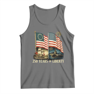 250 Years of Liberty Tank Top US 250th Anniversary Semiquincentennial 2026 Patriotic TS02 Black Heather Print Your Wear