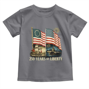 250 Years of Liberty Toddler T Shirt US 250th Anniversary Semiquincentennial 2026 Patriotic TS02 Charcoal Print Your Wear