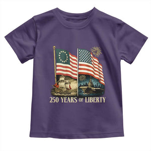 250 Years of Liberty Toddler T Shirt US 250th Anniversary Semiquincentennial 2026 Patriotic TS02 Purple Print Your Wear
