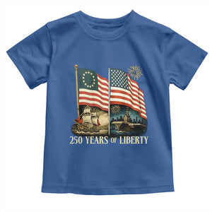250 Years of Liberty Toddler T Shirt US 250th Anniversary Semiquincentennial 2026 Patriotic TS02 Royal Blue Print Your Wear