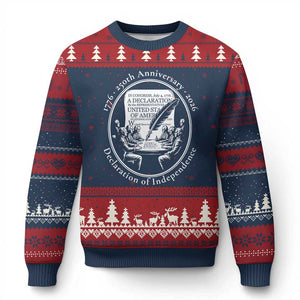 250 Years Declaration of Independence Ugly Christmas Sweater US 250th Anniversary Semiquincentennial 2026 Patriotic TS02 Navy Red Print Your Wear