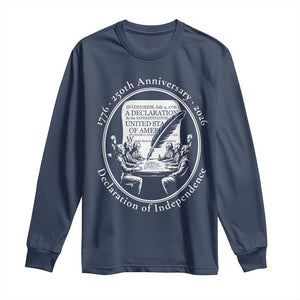250 Years Declaration of Independence Long Sleeve Shirt US 250th Anniversary Semiquincentennial 2026 Patriotic TS02 Navy Print Your Wear