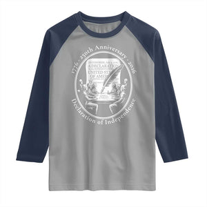 250 Years Declaration of Independence Raglan Shirt US 250th Anniversary Semiquincentennial 2026 Patriotic TS02 Sport Gray Navy Print Your Wear