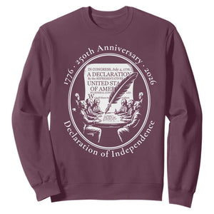 250 Years Declaration of Independence Sweatshirt US 250th Anniversary Semiquincentennial 2026 Patriotic TS02 Maroon Print Your Wear