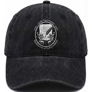 250 Years Declaration of Independence Washed Cotton Baseball Cap US 250th Anniversary Semiquincentennial 2026 Patriotic TS02 Washed Cap Universal Fit Black Print Your Wear