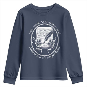 250 Years Declaration of Independence Youth Sweatshirt US 250th Anniversary Semiquincentennial 2026 Patriotic TS02 Navy Print Your Wear