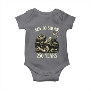 Military Navy 250th Anniversary Baby Onesie Sea To Shore 250 Years TS02 Charcoal Print Your Wear