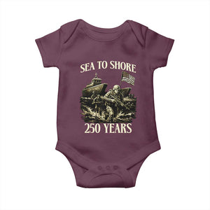 Military Navy 250th Anniversary Baby Onesie Sea To Shore 250 Years TS02 Maroon Print Your Wear