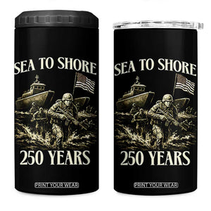 Military Navy 250th Anniversary 4 in 1 Can Cooler Tumbler Sea To Shore 250 Years TS02 One Size: 16 oz Black Print Your Wear