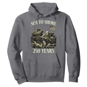 Military Navy 250th Anniversary Hoodie Sea To Shore 250 Years TS02 Charcoal Print Your Wear