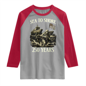 Military Navy 250th Anniversary Raglan Shirt Sea To Shore 250 Years TS02 Sport Gray Red Print Your Wear