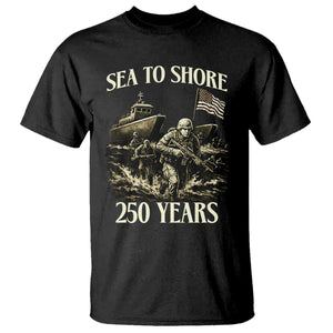 Military Navy 250th Anniversary T Shirt Sea To Shore 250 Years TS02 Black Print Your Wear