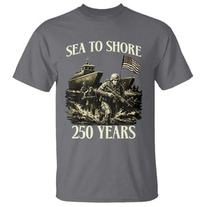 Military Navy 250th Anniversary T Shirt Sea To Shore 250 Years TS02 Charcoal Print Your Wear