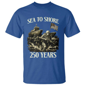 Military Navy 250th Anniversary T Shirt Sea To Shore 250 Years TS02 Royal Blue Print Your Wear