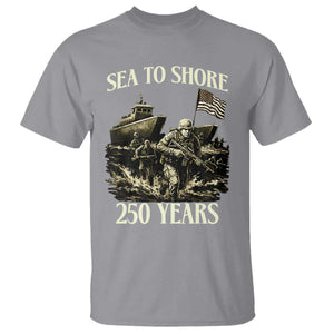 Military Navy 250th Anniversary T Shirt Sea To Shore 250 Years TS02 Sport Gray Print Your Wear