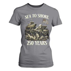 Military Navy 250th Anniversary T Shirt For Women Sea To Shore 250 Years TS02 Charcoal Print Your Wear