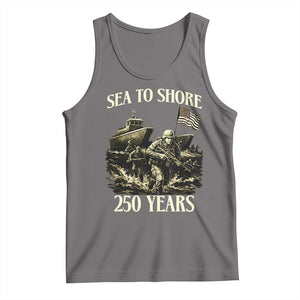 Military Navy 250th Anniversary Tank Top Sea To Shore 250 Years TS02 Deep Heather Print Your Wear