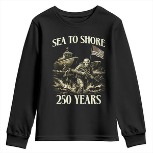Military Navy 250th Anniversary Youth Sweatshirt Sea To Shore 250 Years TS02 Black Print Your Wear