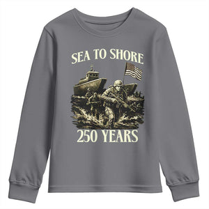 Military Navy 250th Anniversary Youth Sweatshirt Sea To Shore 250 Years TS02 Charcoal Print Your Wear