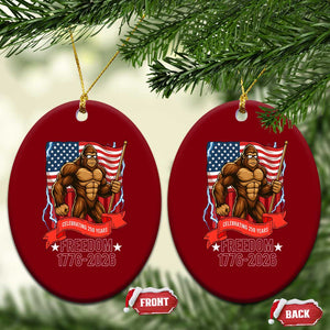 Patriotic Bigfoot US 250th Anniversary Ceramic Ornament Sasquatch Celebrating 250 Years of Freedom 1776 to 2026 TS02 Print Your Wear