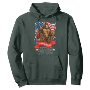 Patriotic Bigfoot US 250th Anniversary Hoodie Sasquatch Celebrating 250 Years of Freedom 1776 to 2026 TS02 Dark Forest Green Print Your Wear