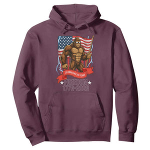 Patriotic Bigfoot US 250th Anniversary Hoodie Sasquatch Celebrating 250 Years of Freedom 1776 to 2026 TS02 Maroon Print Your Wear