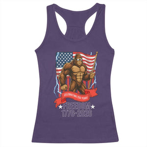Patriotic Bigfoot US 250th Anniversary Racerback Tank Top Sasquatch Celebrating 250 Years of Freedom 1776 to 2026 TS02 Purple Print Your Wear
