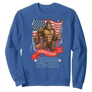Patriotic Bigfoot US 250th Anniversary Sweatshirt Sasquatch Celebrating 250 Years of Freedom 1776 to 2026 TS02 Royal Blue Print Your Wear