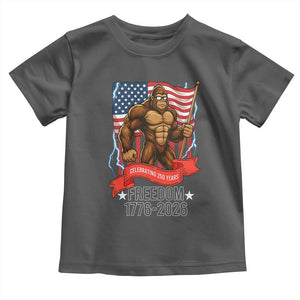 Patriotic Bigfoot US 250th Anniversary Toddler T Shirt Sasquatch Celebrating 250 Years of Freedom 1776 to 2026 TS02 Dark Heather Print Your Wear