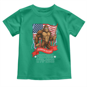 Patriotic Bigfoot US 250th Anniversary Toddler T Shirt Sasquatch Celebrating 250 Years of Freedom 1776 to 2026 TS02 Irish Green Print Your Wear