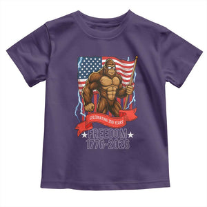 Patriotic Bigfoot US 250th Anniversary Toddler T Shirt Sasquatch Celebrating 250 Years of Freedom 1776 to 2026 TS02 Purple Print Your Wear
