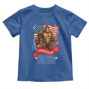 Patriotic Bigfoot US 250th Anniversary Toddler T Shirt Sasquatch Celebrating 250 Years of Freedom 1776 to 2026 TS02 Royal Blue Print Your Wear