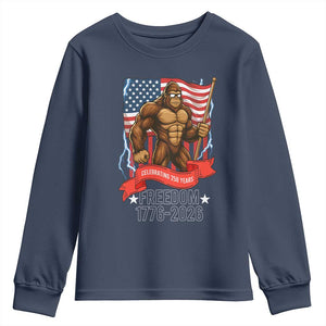 Patriotic Bigfoot US 250th Anniversary Youth Sweatshirt Sasquatch Celebrating 250 Years of Freedom 1776 to 2026 TS02 Navy Print Your Wear