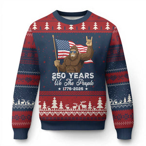 250 Years We The People Bigfoot Ugly Christmas Sweater Funny Patriotic 1776 to 2026 US Semiquincentennial TS02 Navy Red Print Your Wear