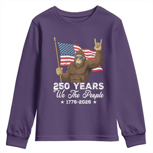 250 Years We The People Bigfoot Youth Sweatshirt Funny Patriotic 1776 to 2026 US Semiquincentennial TS02 Purple Print Your Wear