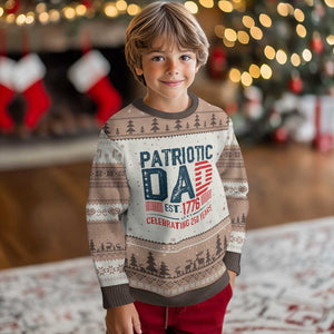 Patriotic Dad 250 Years Ugly Christmas Sweater Est. 1776 Funny USA Semiquincentennial TS02 Mocha Mousse Print Your Wear