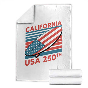 California USA 250th Anniversary Throw Blanket US Semiquincentennial Patriotic Surfboard Graphic TS02 White Print Your Wear