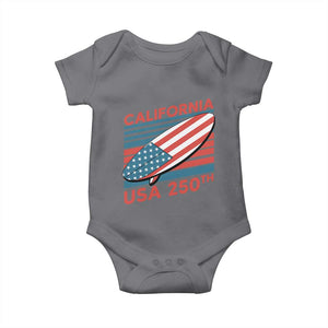 California USA 250th Anniversary Baby Onesie US Semiquincentennial Patriotic Surfboard Graphic TS02 Charcoal Print Your Wear