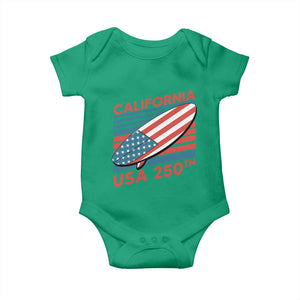 California USA 250th Anniversary Baby Onesie US Semiquincentennial Patriotic Surfboard Graphic TS02 Irish Green Print Your Wear