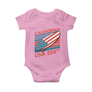 California USA 250th Anniversary Baby Onesie US Semiquincentennial Patriotic Surfboard Graphic TS02 Light Pink Print Your Wear