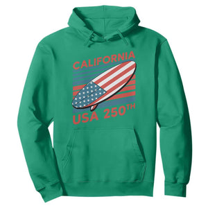 California USA 250th Anniversary Hoodie US Semiquincentennial Patriotic Surfboard Graphic TS02 Irish Green Print Your Wear