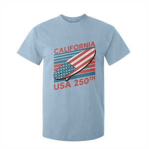 California USA 250th Anniversary T Shirt For Kid US Semiquincentennial Patriotic Surfboard Graphic TS02 Light Blue Print Your Wear