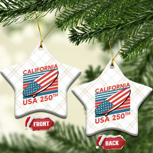 California USA 250th Anniversary Ceramic Ornament US Semiquincentennial Patriotic Surfboard Graphic TS02 Print Your Wear